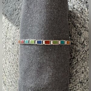 Multicolor Semiprecious Sterling Silver Link Bracelet